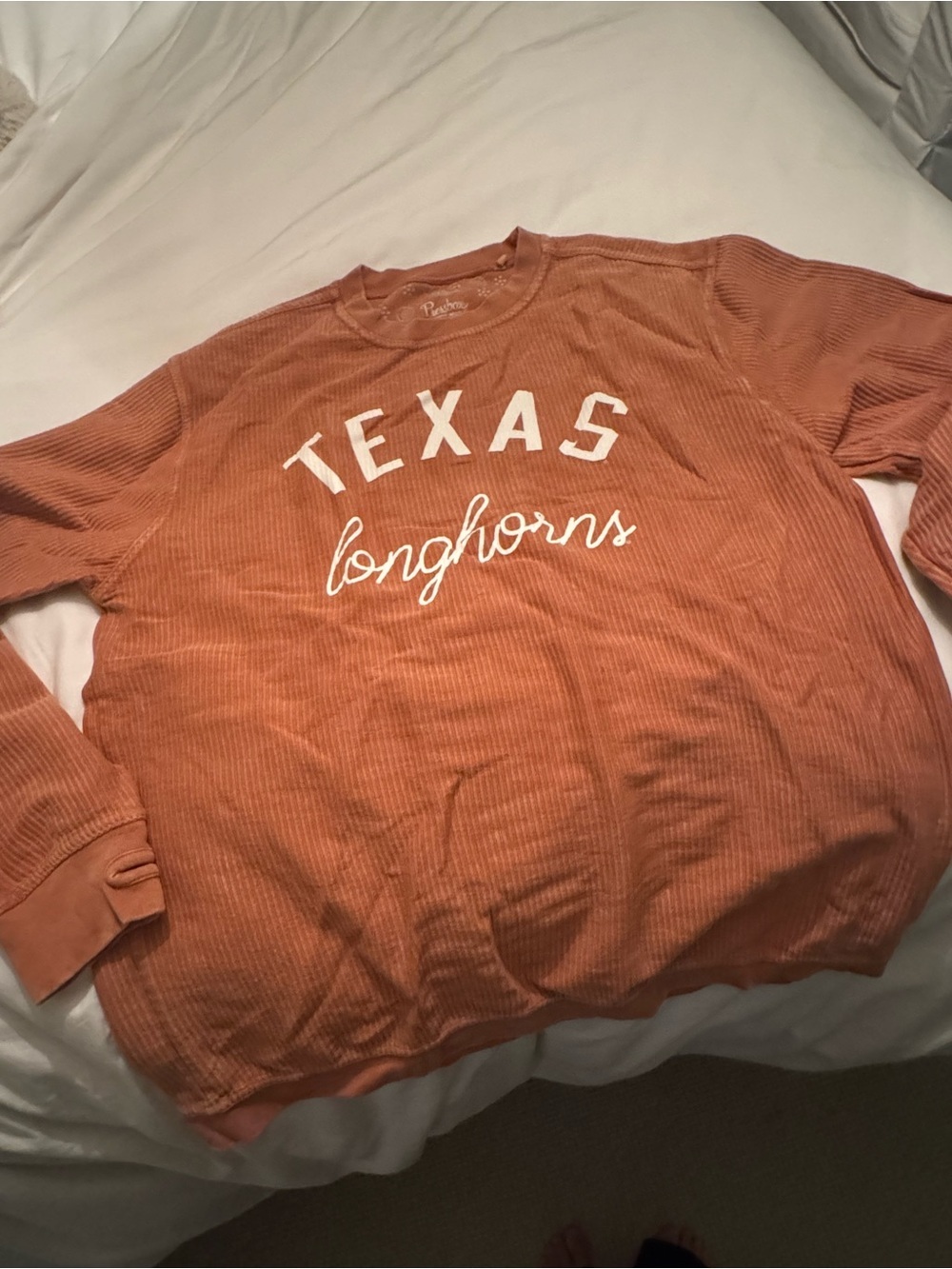 Pressbox Texas Longhorns Corded Crewneck in Rust